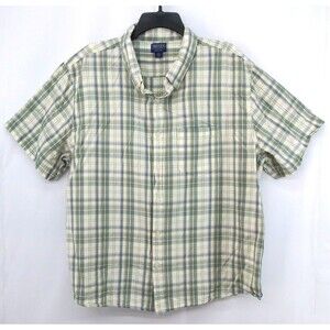 Smith's Workwear Shirt Mens Size XL Green Plaid Short Sleeve Casual Button Up